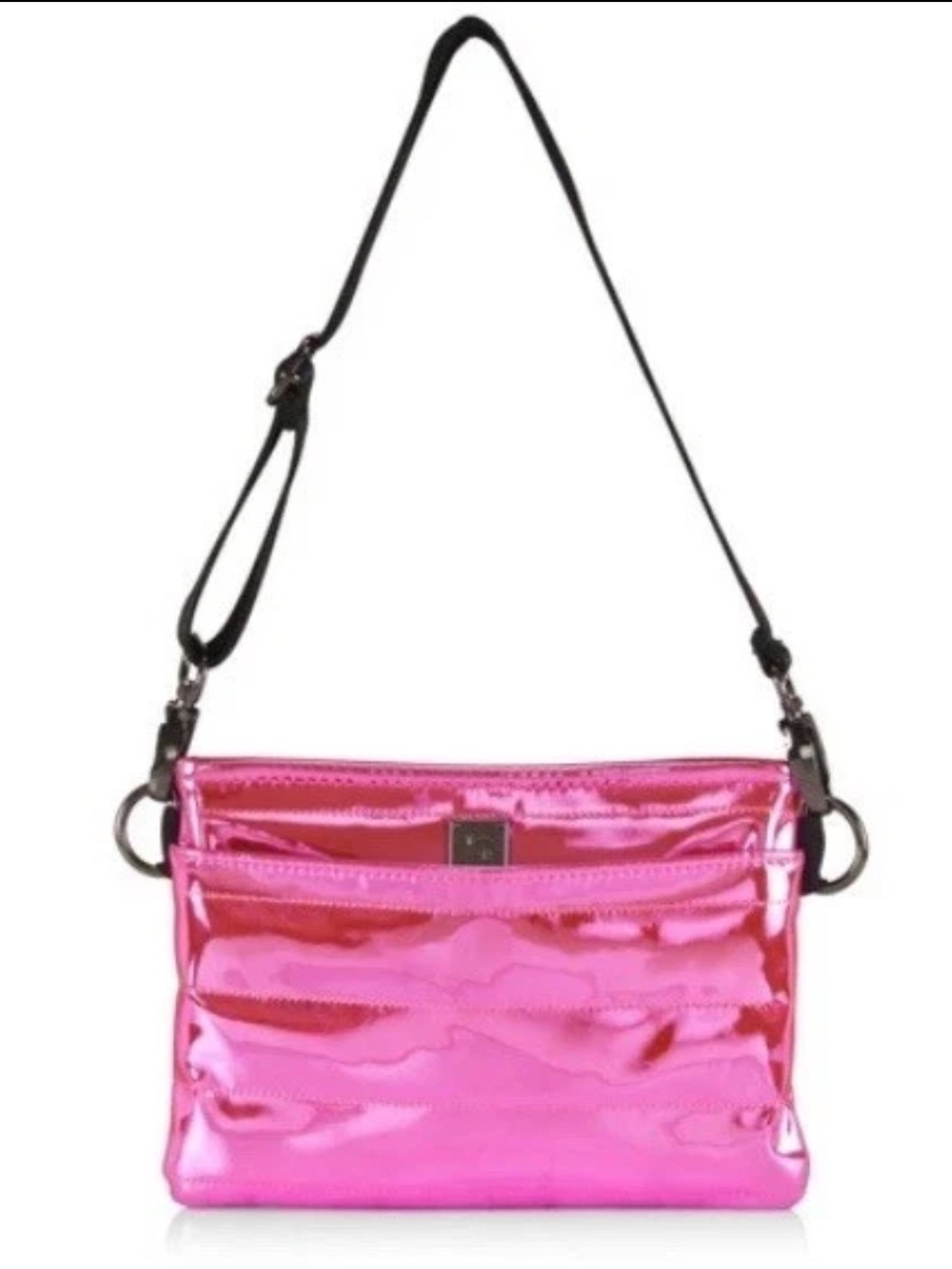THINK ROYLN Original Bum Pink Metallic Crossbody with Black Strap